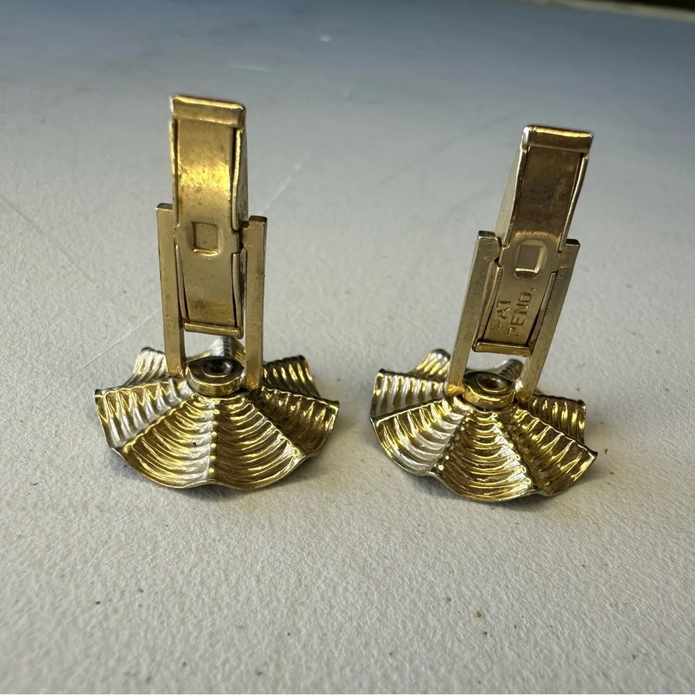 Vintage Cufflinks Scallop Design with iridescent embellishment